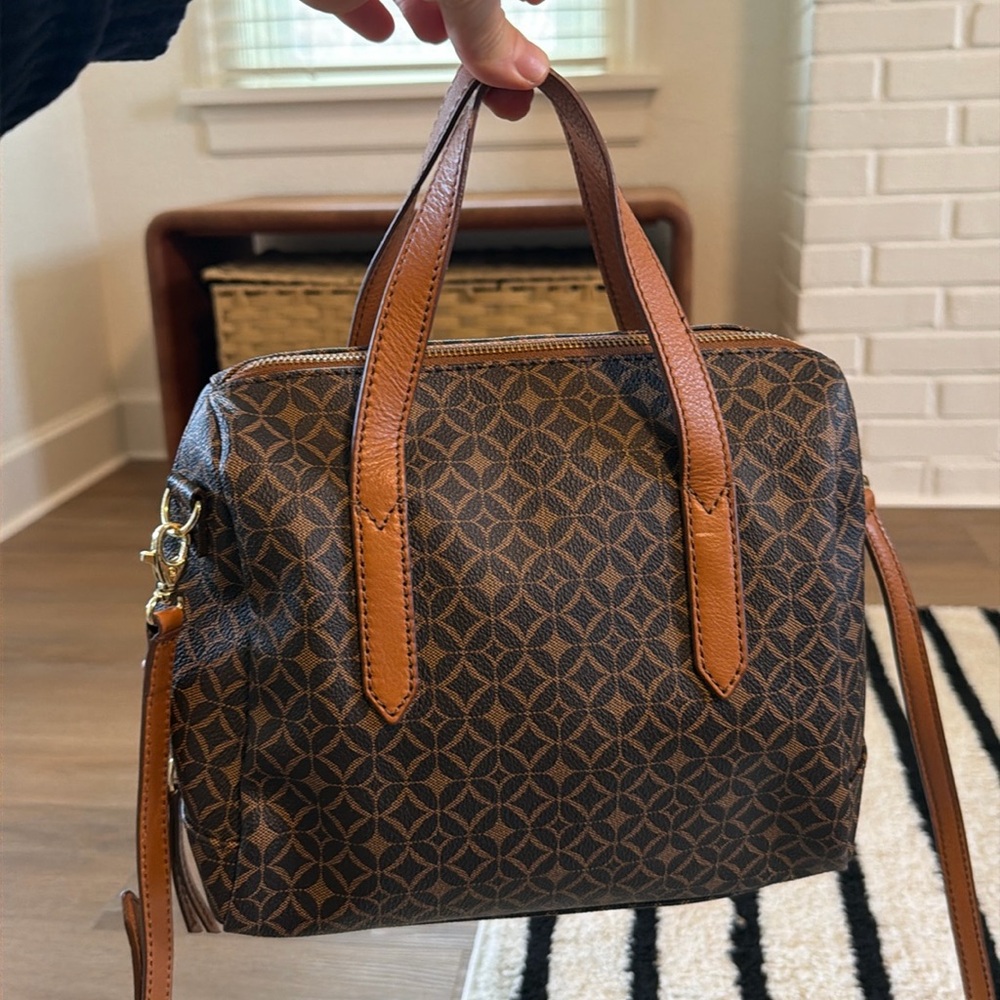 Brown Patterned Handbag - image 1
